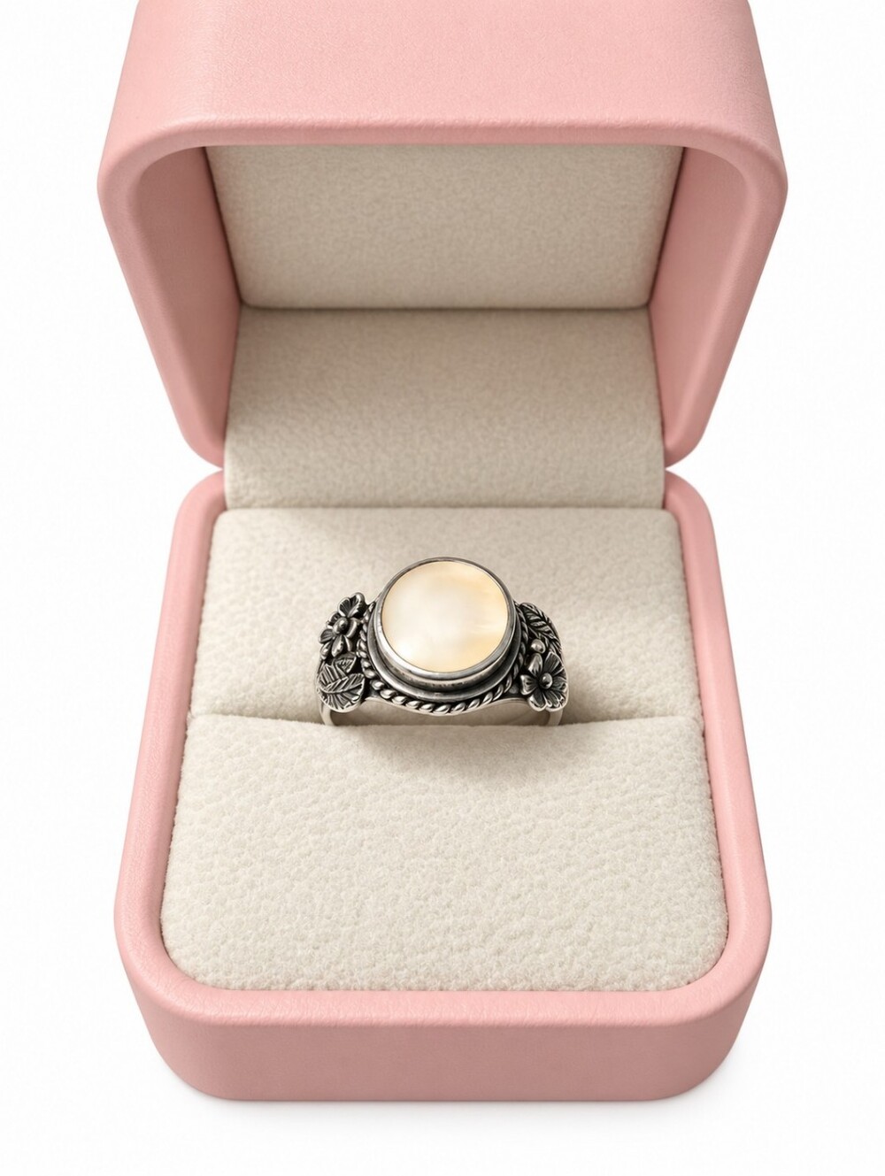 Vintage Style Sterling Silver Pearl Ring